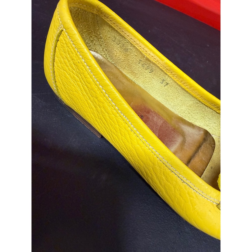 Dolce & Gabbana Womens Yellow Leather DG Logo Square Toe Loafers Flats Size 37 - Picture 13 of 14